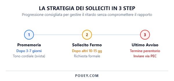 infografica Strategia dei solleciti in 3 step